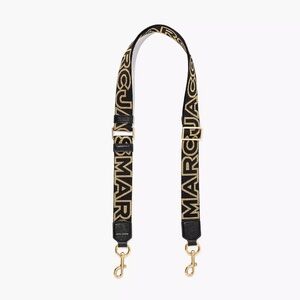 Marc Jacobs OUTLINE LOGO Black and Gold Webbing Strap